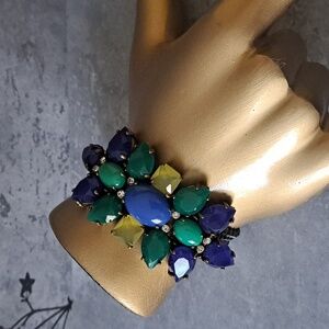 Stella & Dot Multi-Jeweled Triple Chain Statement Bracelet